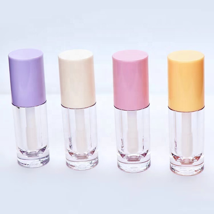 fast shipping Transparent plastic big brush rod lip gloss tube lip oil lip glaze tube with pink purple black white lid